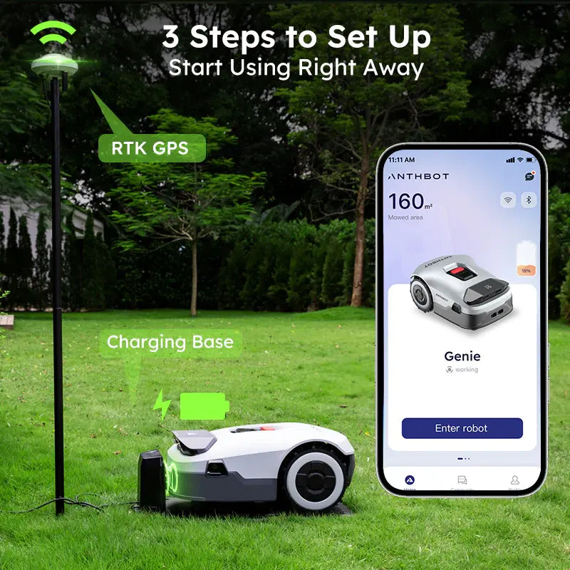 ANTHBOT Genie 3000: AI-Roboter-Rasenmäher ohne Kabel